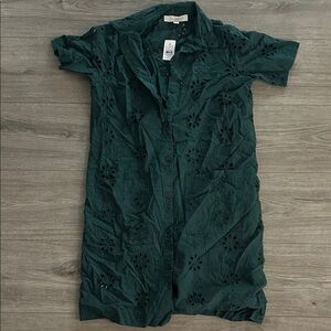 LOFT Dark Green Eyelet Dress